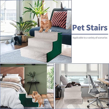 Dog Stair for Small Dogs Assembled Cat Steps with Washable Cover for Couch, Low Bed (Height: 12.2”)