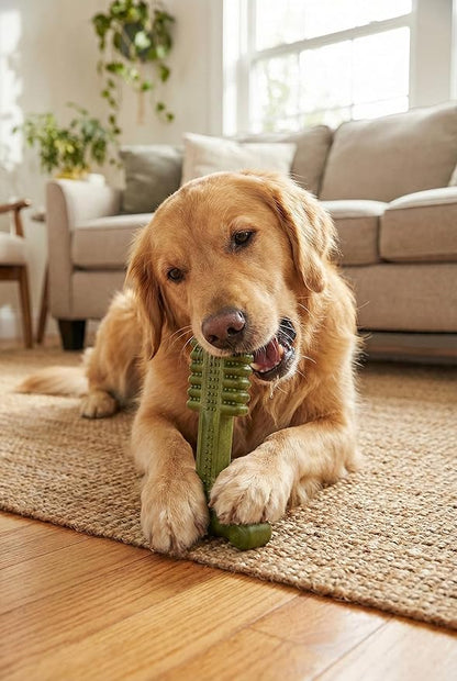 SPOT Bam-Bones Plus Toothbrush Dog Chew Toy, Durable Bamboo Fiber & Nylon Dental Chew, Fresh Mint & Baking Soda for Dental Care, Easy-to-Grip T-Bone Shape, for Heavy Chewers Under 90 lbs, 7 Inch