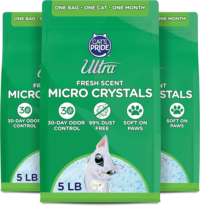 Ultra Fresh Scented Micro Crystals Premium Cat Litter - 99.9% Dust Free, Soft on Paws - 15 Lbs. Total (3pk of 5 Lbs.)