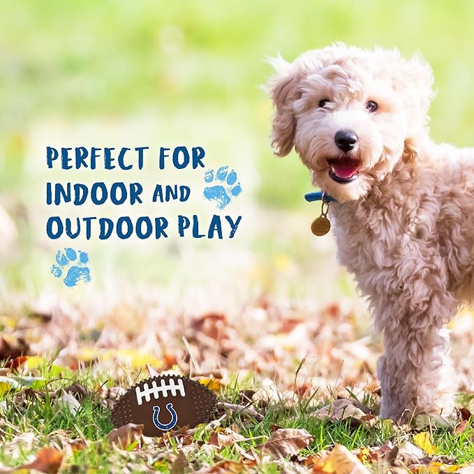 NFL Indianapolis Colts Mega-chew Hard Nylon Bacon-flavored Dog Bone Football Chew Toy Interactive Tasty Fun Dog Chewy Toys Indestructible Strong Durable Tough Pet Biting Playtoy for Aggressive Chewers