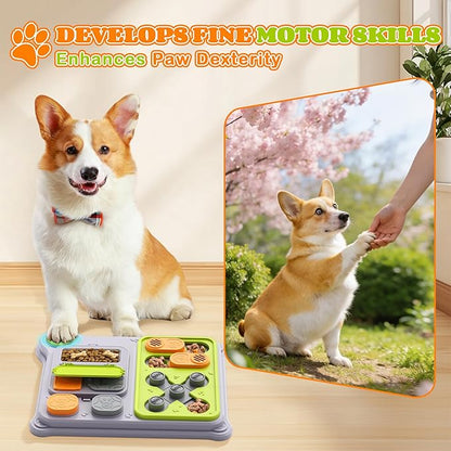 Dog Puzzle Toy Slow Feeder, Interactive Dog Toys for IQ Training & Mental Stimulation, Easy Clean Detachable Tray Non-Slip Base, Enrichment Toys for Small Medium Dogs, Green