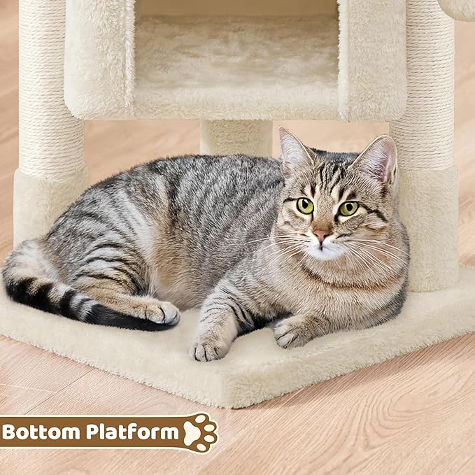 Yaheetech 23.5in Cat Tree Tower, Cat Condo with Sisal-Covered Scratching Posts, Cat House Activity Center Furniture for Kittens, Cats and Pets - Beige