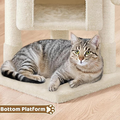Yaheetech 23.5in Cat Tree Tower, Cat Condo with Sisal-Covered Scratching Posts, Cat House Activity Center Furniture for Kittens, Cats and Pets - Beige