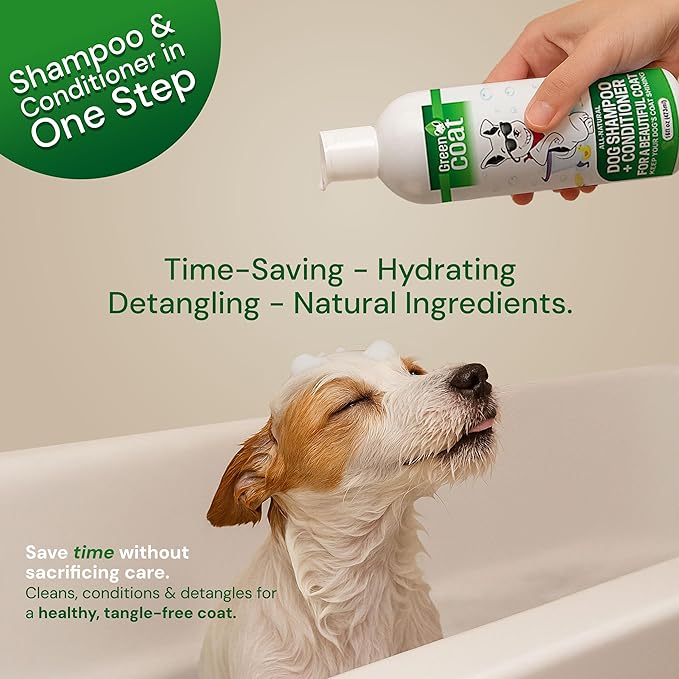 2-in-1 Dog Shampoo & Conditioner, Caviar Extract, Aloe & Bergamot for Sensitive Skin, Deep Shine + Detangler, Hydrating Luxury Dog Wash, 16oz, Made in USA