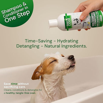 2-in-1 Dog Shampoo & Conditioner, Caviar Extract, Aloe & Bergamot for Sensitive Skin, Deep Shine + Detangler, Hydrating Luxury Dog Wash, 16oz, Made in USA