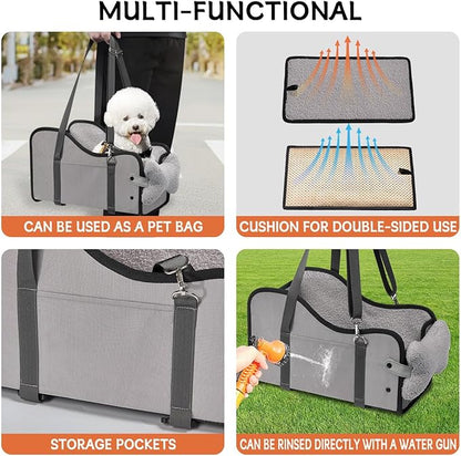 TKYZ Center Console Dog Car Seat,Pet Puppy Car Seat,Middle Console Dog Armrest Booster Seat for Small Dogs(Gray)