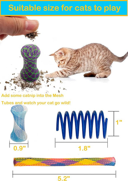Fashion's Talk Cat Toys 50 Pcs for Indoor Cats,Interactive Door Hanging Mice Feather Toy Cat Spring Toy Cat Wand Catnip Crinkle Balls Silvervine Stick