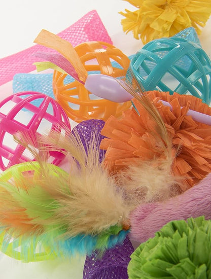 SmartyKat (13 Set Bundle) Smarty Stash Variety Pack Cat Toys, Includes Catnip - Multi Color, Set of 13