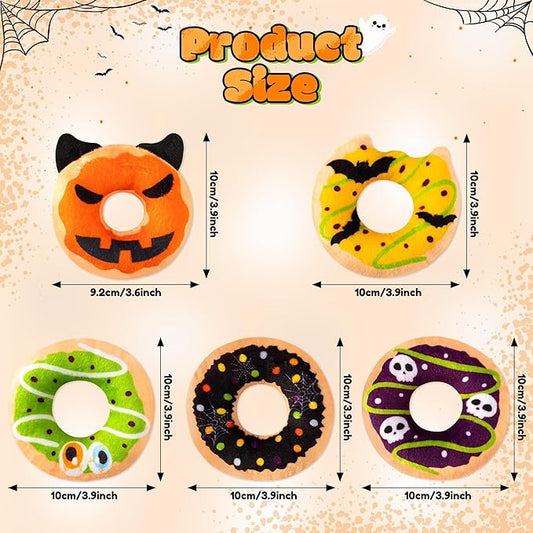 L1rabe Spring Catnip Cat Toys - 5Pcs National Pet Day Donut Catnip Stuffed Kittens Supplies, Pumpkin Bat Spider Dessert Pet Toys, Fun Cats Chew Bite Teething Tool Catmint Birthday Interactive Supplies