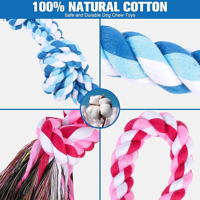 BINGPET 2 Pack Dog Rope Toy for Large and Medium Dogs,Heavy Duty Tug of War Dog Toy,Cotton Tough Dog Chew Teething Toys for Aggressive Chewers