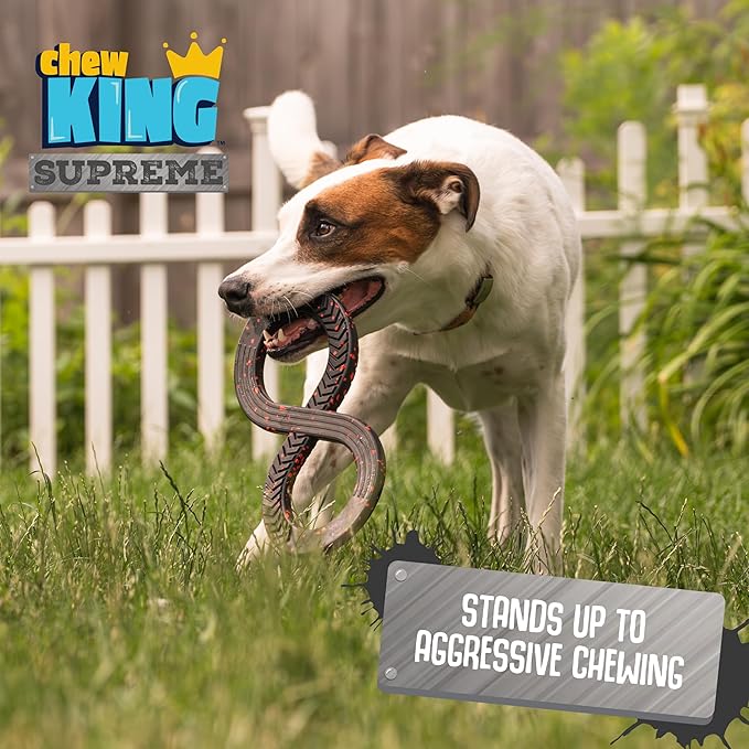 Chew King Supreme Durable Rubber Dog Ball for Aggressive Chewers, Heavy-Duty Chew Toy, Interactive Dog Toy for Training & Enrichment, Medium Supreme Infinity Tug