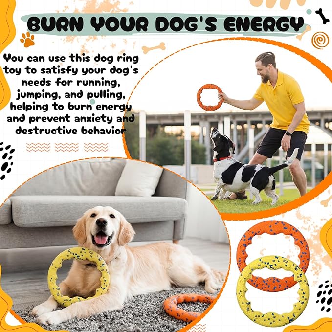 2 Pcs 9 Inch Dog Ring Dog Toy Flying Discs Training Ring Water Floating Fetch Toys Puppy Floating Pet Chewers for Throwing Catching Medium Large Breeds