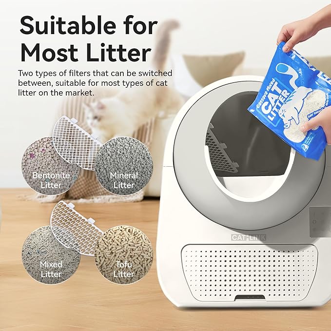CATLINK Self Cleaning Cat Litter Box for Multiple Cats, Health Monitoring, Automatic Litter Box with APP, Odor Control, 65L Safe Pinch-Free Robot Cat Litter Box, White/Large (Luxury Pro-X)