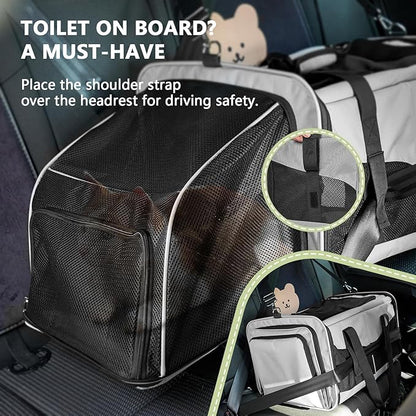 Expandable Cat Carrier for 2 Cats, Double Compartment Large Pet Carrier for Long Distance Car Travel, Includes 2 Portable Litter Boxes, Foldable Multi-Cat Travel for Road Trips & Camping, Gray