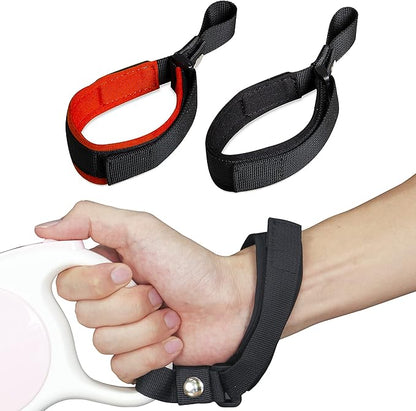 2-Pack Hands-Free Adjustable Wrist Leashes, Safety Strap with Velcro, Comfortable Diving Fabric for Retractable Leashes (Black and Orange)