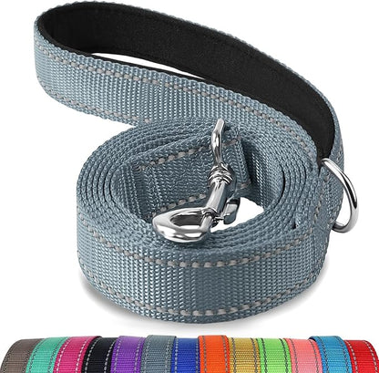 Joytale Dog Leash, 5 FT Double-Sided Reflective, Padded Handle Nylon Heavy Duty Leashes for Medium & Large Dogs Walking, Grey