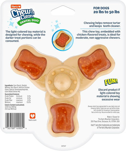 Hartz Chew ‘n Clean Chew Toy and Treat in One Chicken Flavored Tri-Point Dog Toy, Medium