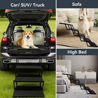 Dog Stairs for Car, Foldable Dog Steps for Large Dogs, 6-Step Ultra-Lightweight Non-Slip Dog Ramps Supports Up to 200 lbs, Suitable for SUV,Truck, Sofas, Bed