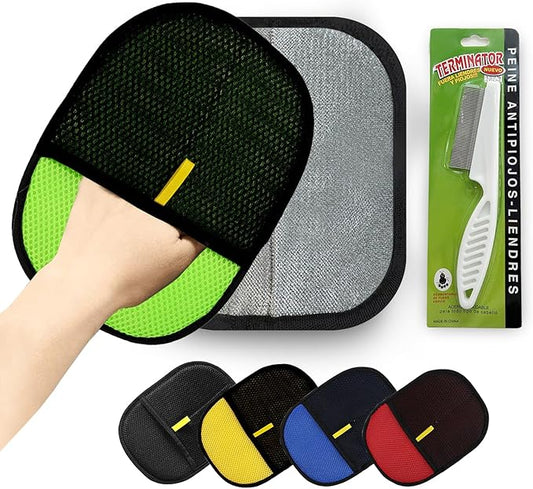 2pcs Set Pet Hair Remover Glove, Grooming Gloves for Dogs and Cats,Reusable Cat & Dog Hair Remover for Couch, Furniture (Green)