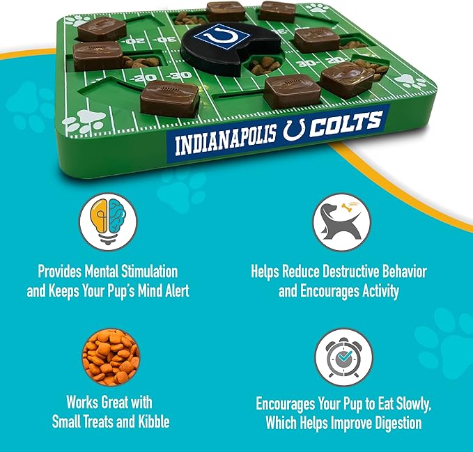 Pets First NFL Indianapolis Colts Puzzle Toy - Interactive Dog Puzzle Treat Toy (Pack of 2)