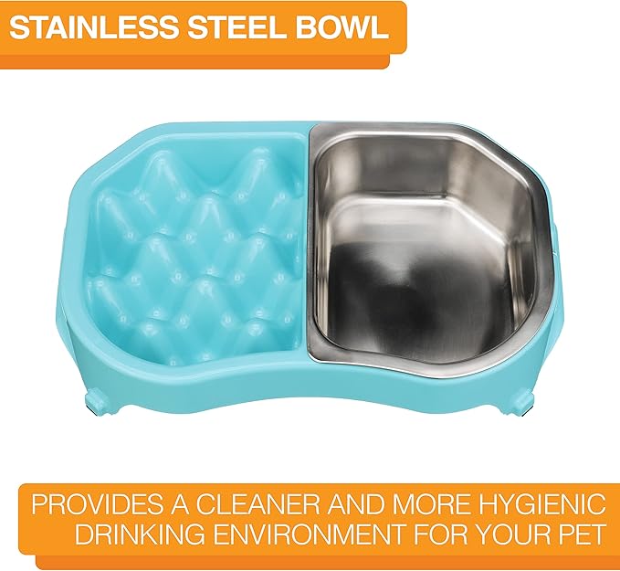 Neater Pet Brands Neater Slow Feeder Dog Bowls, Slows Down Fast Eating to Prevent Vomiting, Overeating, & Bloat, Dog Slow Feeder Bowl with Wide, Non-Slip Base, Holds 2.5 Cups Food and 8.5 Cups Water