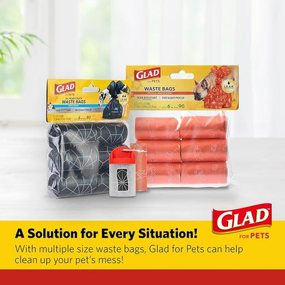 Glad for Pets Large Dog Waste Bags, Scented, Tear-Resistant, 16 Rolls | Heavy Duty Dog Poop Bags for Fast and Easy Waste Cleanup | 16 Rolls Waste Bags, 240 Bags Total