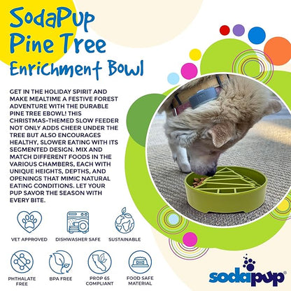 SodaPup Pine Tree Enrichment Bowl – Durable Slow Feeder Bowl Made in USA from Non-Toxic, Pet-Safe, Food Safe Material for Mental Stimulation, Slowing Down Eating, Healthy Digestion, & More
