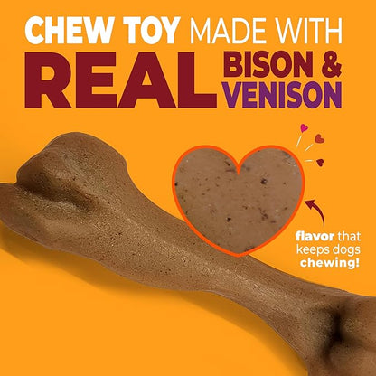Nylabone Strong Chew Femur Bone Dog Toy Made with Real Bison & Venison, Durable Chew Toys for Aggressive Chewers, Long Lasting Dog Bone, Keeps Dogs Busy, Large Breeds - Up to 50 lbs