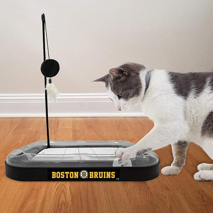 Pets First NHL Boston Bruins Hockey Field Scratching Pad with Interactive Cat Ball Bell Toy Set