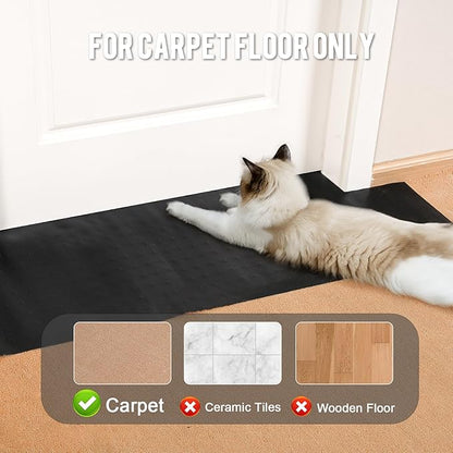 Uross Carpet Protector for Pets - 3.6FT Black Cat Carpet Protector for Doorway, Anti Scratch Under Door Cat Scratch Protector Mat