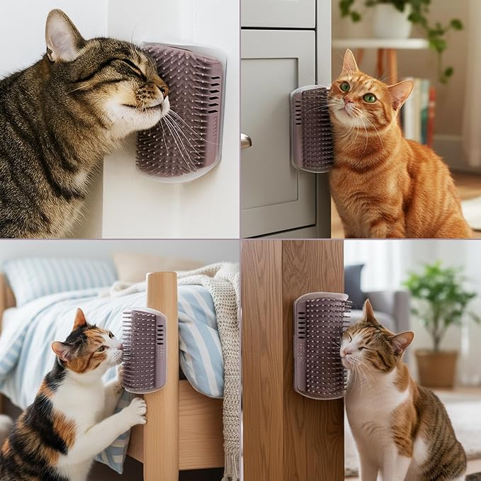 6 Pack Cat Corner Scratcher with Catnip 5.1'' Small Self Grooming Wall Corner Grooming Softer Massage Combs for Long and Short Fur Cats Dogs