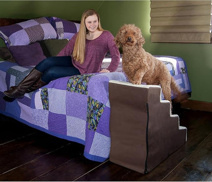 Pet Gear Easy Step IV Pet Stairs, 4 Step for Cats/Dogs, Removable Washable Carpet Treads, for Pets Up to 150lbs, No Tools Required, Available in 9 Colors, Espresso/Cream Soft Step