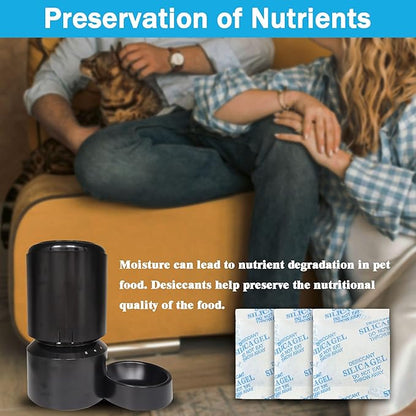 xcivi 12 Pack Pet Food Desiccant Bags for PETLIBRO Automatic Cat Feeder, Desiccant Bags for WiFi Automatic Dog Feeder Timed Cat Feeder, Moisture-Proof Bag Desiccant Keep Pets Foods Dry and Fresh
