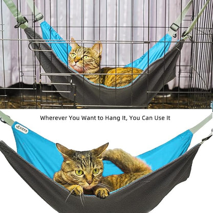 Extra Large Cat Hammock for Cage, Hanging Bed, Washable Soft Outdoor Mat, Waterproof Cooling Kittens Pad, Swing for Cats 26 x 20 inches (XX-Large, Blue)
