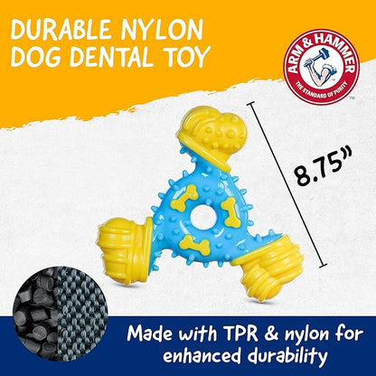 ARM & HAMMER for Pets Nubbies TriBone Dog Dental Toy Best Dog Chew Toy for Moderate Chewers Dog Dental Toy Helps Reduce Plaque & Tartar Peanut Butter Flavor Baking Soda (Pack of 24)