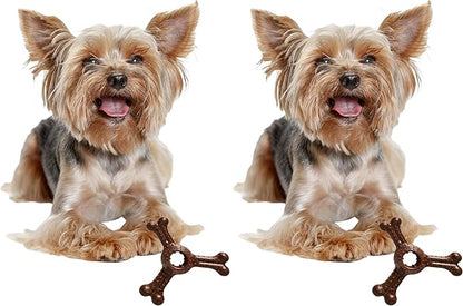 SPOT Bam-Bones Plus Triple Chew - Bamboo Fiber & Nylon, Durable Long Lasting Dog Toy for Aggressive Chewers – Great for Adult Dogs & Teething Puppies Under 30lbs, Non-Splintering, 4in, Bison Flavor