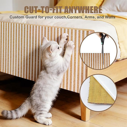 Natural Cork-Cat Scratch mat Upgraded-Cat Scratch Pad Rug-cat Couch Protector-Scratch Furniture Protector for Post/Sofa/Floor-Wall Scratchers for Indoor-Carpets Scratching-Stretching-Kitty Gifts-white