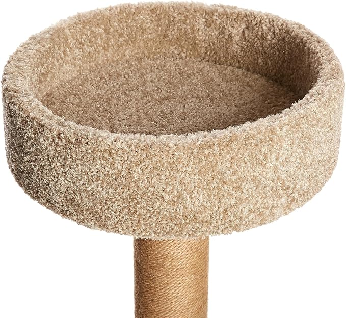 Amazon Basics Cat Tree - Multi-Level Climbing Activity Tower with Jute Rope Scratching Posts for Indoor Cats & Kittens, Medium (31.5"H), Beige