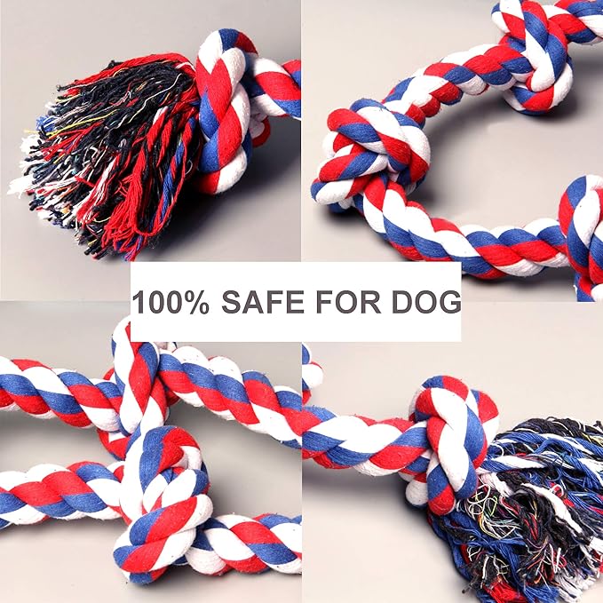 Youngever 3.5 Feet Tough Rope Toys for Aggressive Chewers, XL & Medium Dog, Indestructible Rope for Large Breed Dog Tug War Teeth Cleaning (5 Knots)