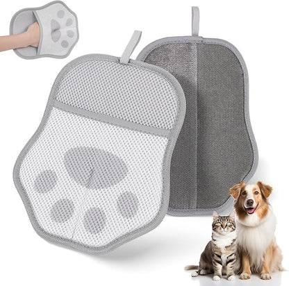 Pet Hair Removal Glove for Dogs Cats, Reusable Electrostatic Hair Remover for Couch, Car Seats Clothing, Carpet, Car Seat, Gray and Pink 2 Pack