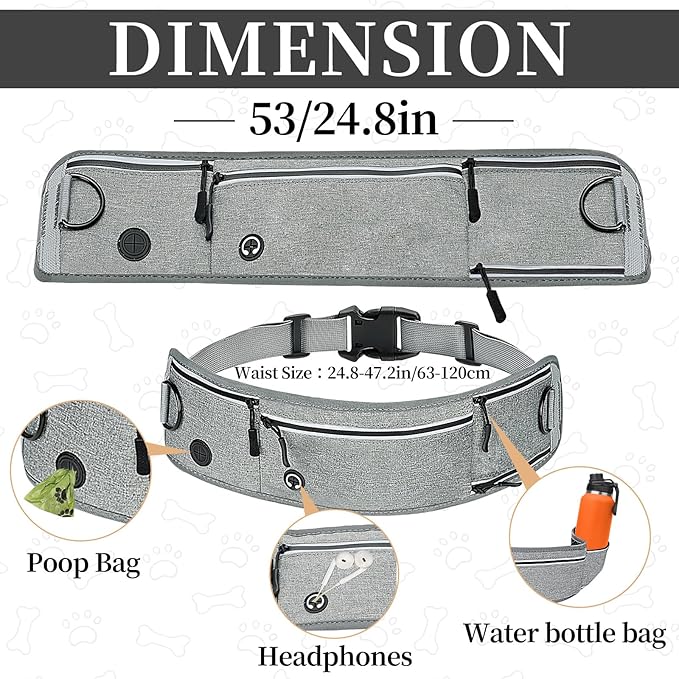 4 in 1 Hands Free Waist Dog Leash, Crossbody Leash with Pouch, Retractable Bungee Shock Absorption, Anti-Burst Design, Reflective, for Medium to Large Dogs (02-Black)