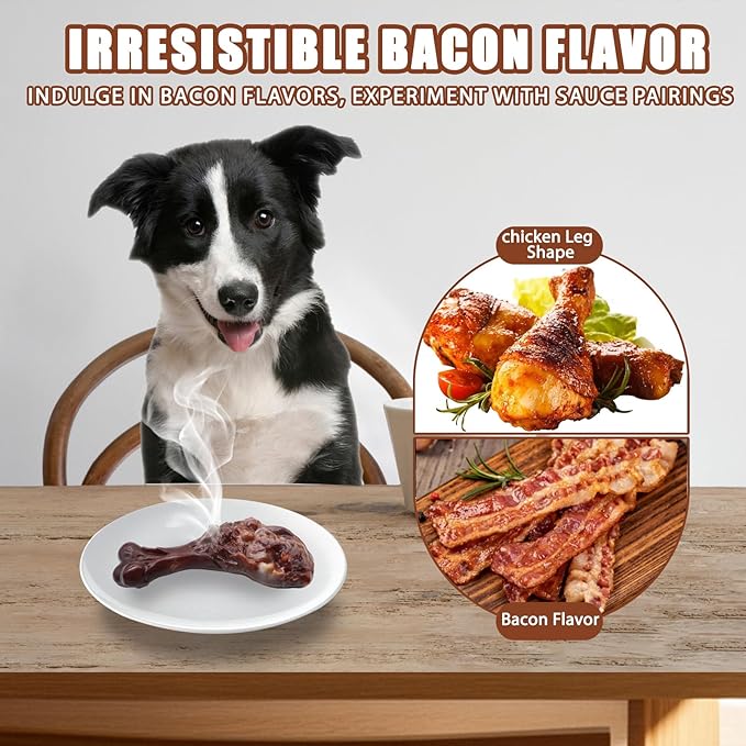 Magicorange Dog Chew Toys for Aggressive Chewers, Indestructible Dog Toy for Medium/Large Breed, Tough Nylon Teething Bone Toy to Keep Them Busy,Bacon and Real Beef Flavor (Bacon Flavor, 1 Pack)
