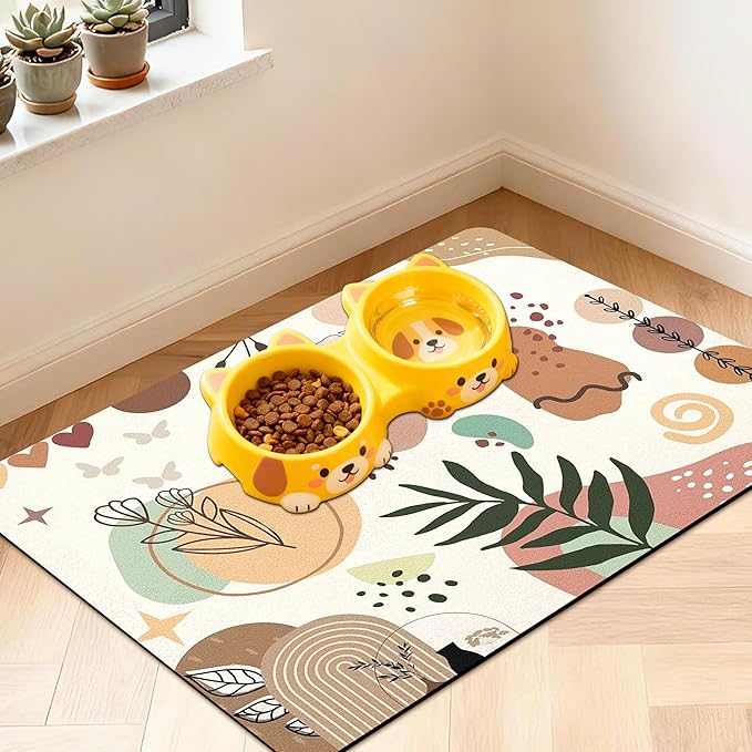 Pet Feeding Mat for Floors Waterproof Dog Mat for Food and Water Absorbent Quick Dry Non Slip mat for Cat Bowls