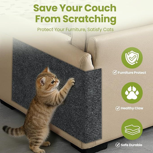 Cat Scratch Couch Furniture Protector, 78.7" x 15.8" Cat Scratcher Pad Deterrent from Cats Claws Scratching, DIY Sisal Carpet Cat Proof Couch Cover Replacement for Indoor Sofa, Wall, Door, Dark Grey