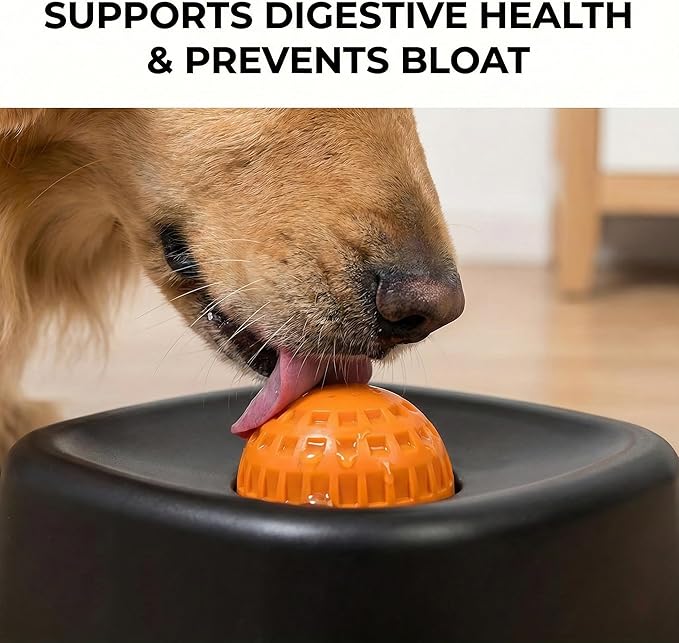 Slow Feeder Dog Bowls Lick Bowl with Rolling Ball for Liquid Treats - Interactive Dog Puzzle Toys for Boredom & Anxiety Relief, Spill-Proof Licking Mat Alternative for Large Medium Small Dogs (Black)