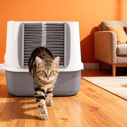 Pet Hair Removal Door Brush for Cats, Self-Cleaning Fur Catcher, Fits Cat Doors and Indoor Doorways, Gentle Grooming, Grey (2)
