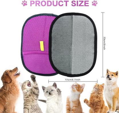 3pc Pet Hair Removal Gloves, Reusable Cats & Dogs Pet Hair Removal Tool,Efficient Pet Hair Removal Electrostatic Gloves is Suitable for Clothes, Sofas, Beds and Carpets (Purple)