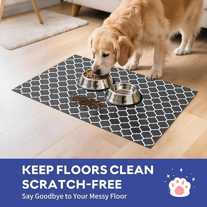 Cooyes Large Dog Food Mat 24"×36", Ultra-Absorbent Dog Bowl Mat for Food and Water, Pet Feeding Mat with Non-Slip Rubber Back, Cat Placemats with Water-Locking Bottom That Protects Floors