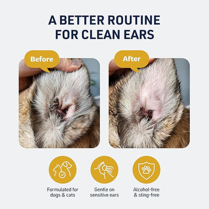 Veterinary Formula Clinical Care Ear Therapy, 8 oz. – Cat and Dog Ear Cleaner – Helps Soothe Itchiness and Clean The Ear Canal of Debris and Buildup