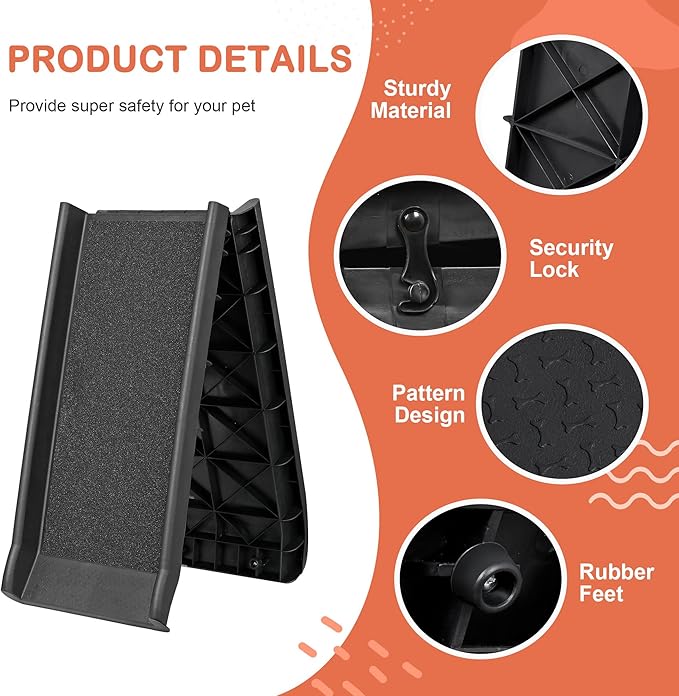 Folding Dog Ramp for Car 61 Inches Dog Ramps for Large Dogs Non-Slip Surface Portable Dog Car Ramp for SUV Car & Truck Outdoor Pet Ramp
